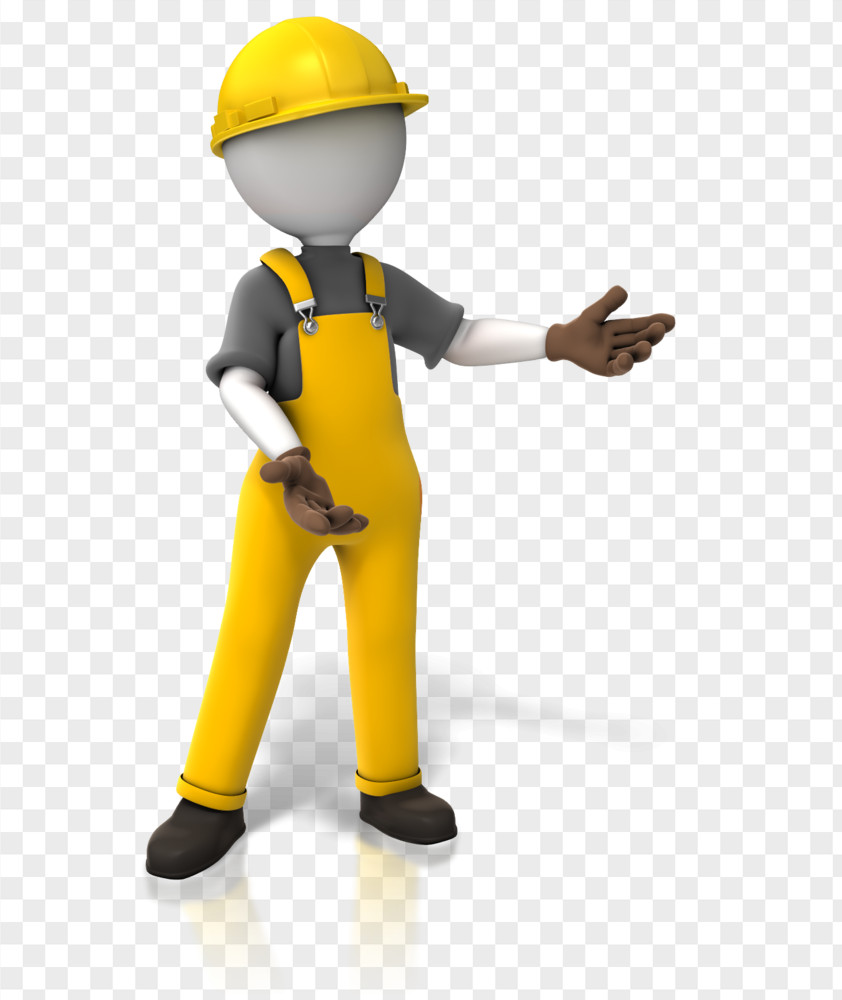Construction Worker Cartoon Yellow Standing Job PNG